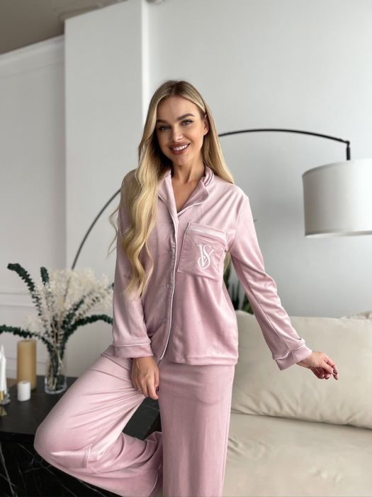 Женская пижама Victoria Secret велюровая рубашка и брюки Кофта и штаны