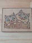 Obrazek wypalany w drewnie vintage PRL