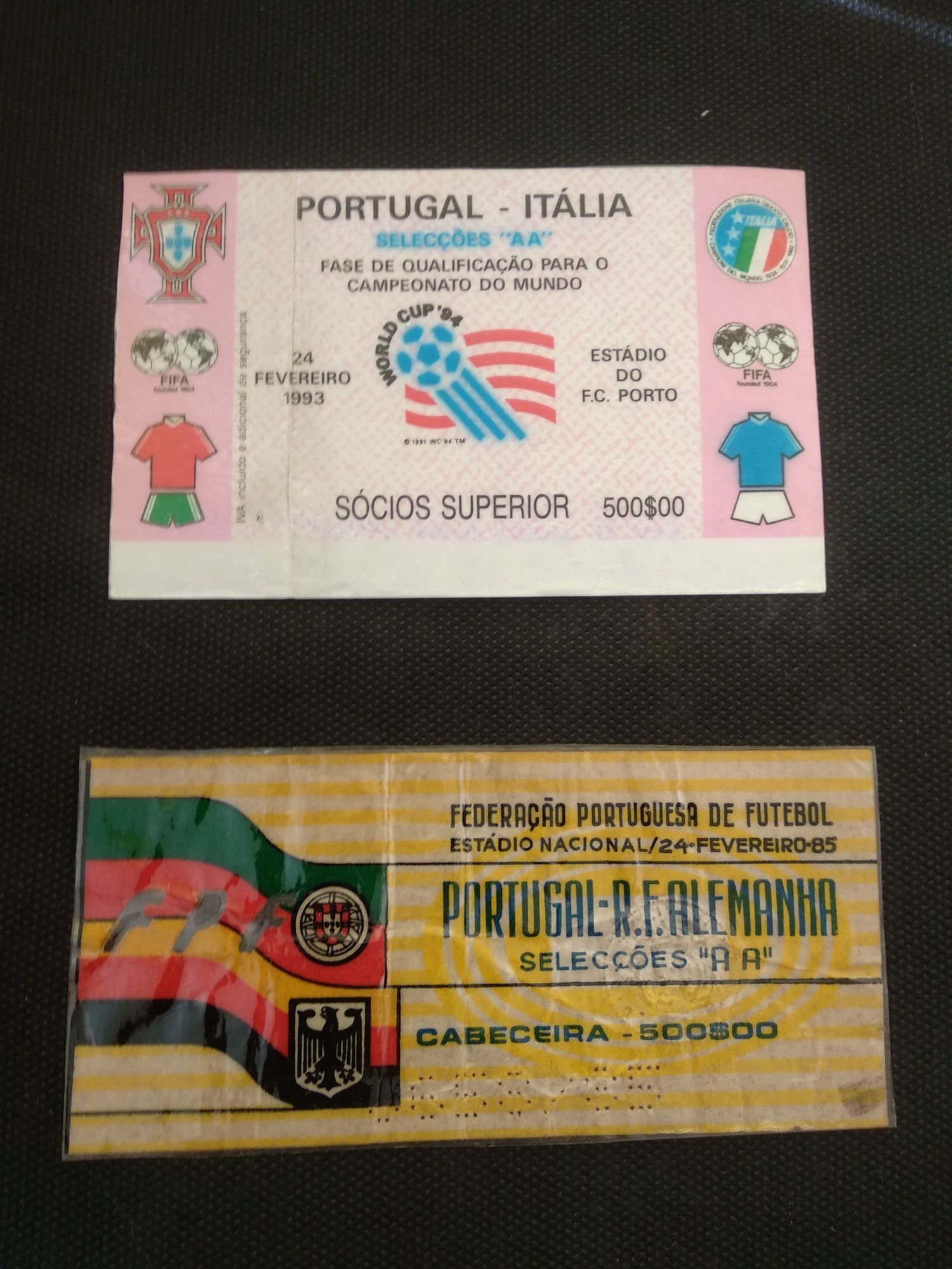 Bilhetes futebol seleção