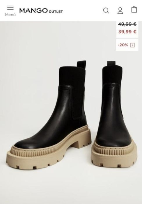 Черные демисезонные ботинки сапоги черевики чоботи Mango р.37