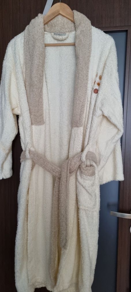 Szlafrok krem beż frotte M