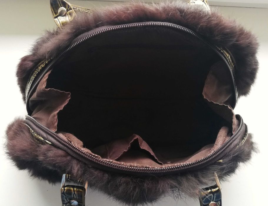 elegancka torebka do ręki futerko naturalne królik mała śliczna