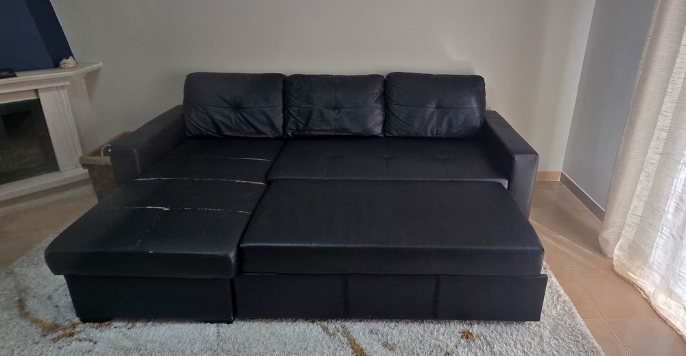 Sofá 3 Lugares com Chaise Longue e Arrumação