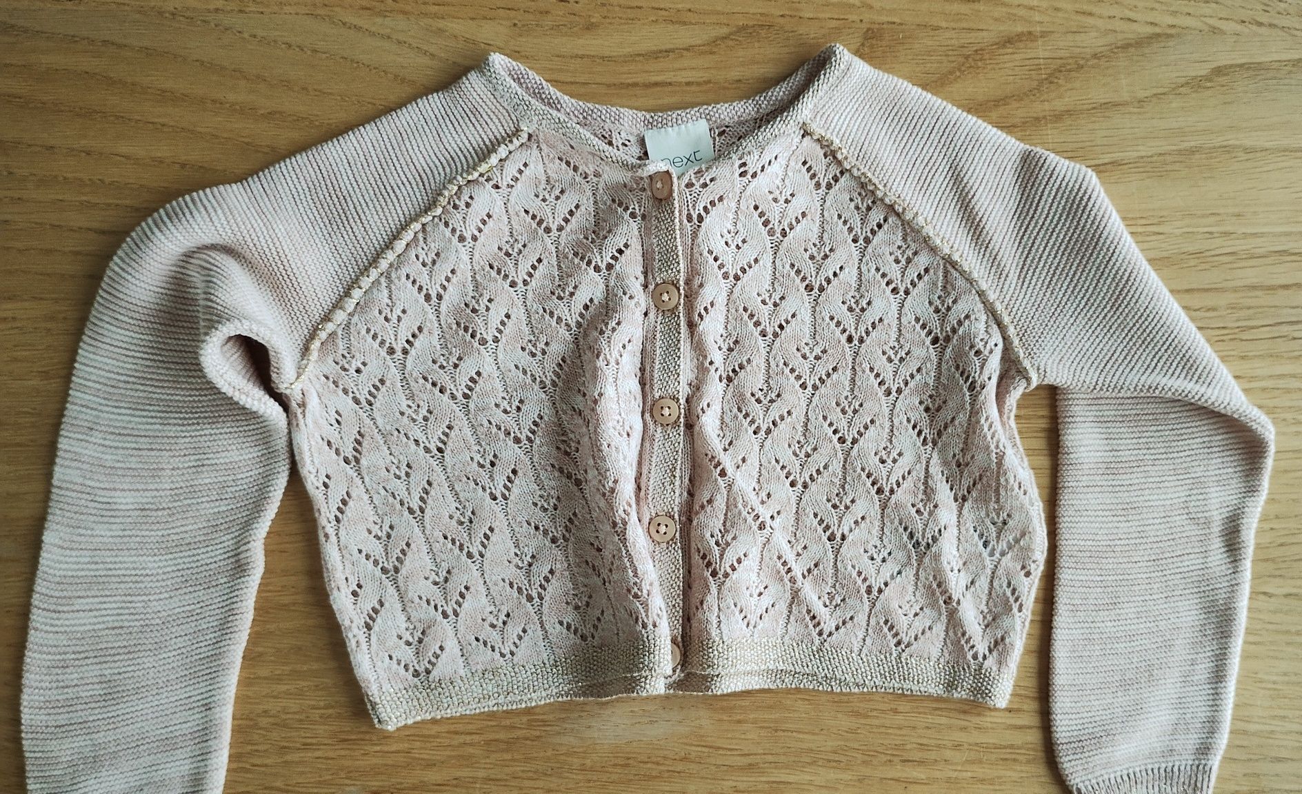 Next sweterek ażurowy dziecięcy typu bolerko