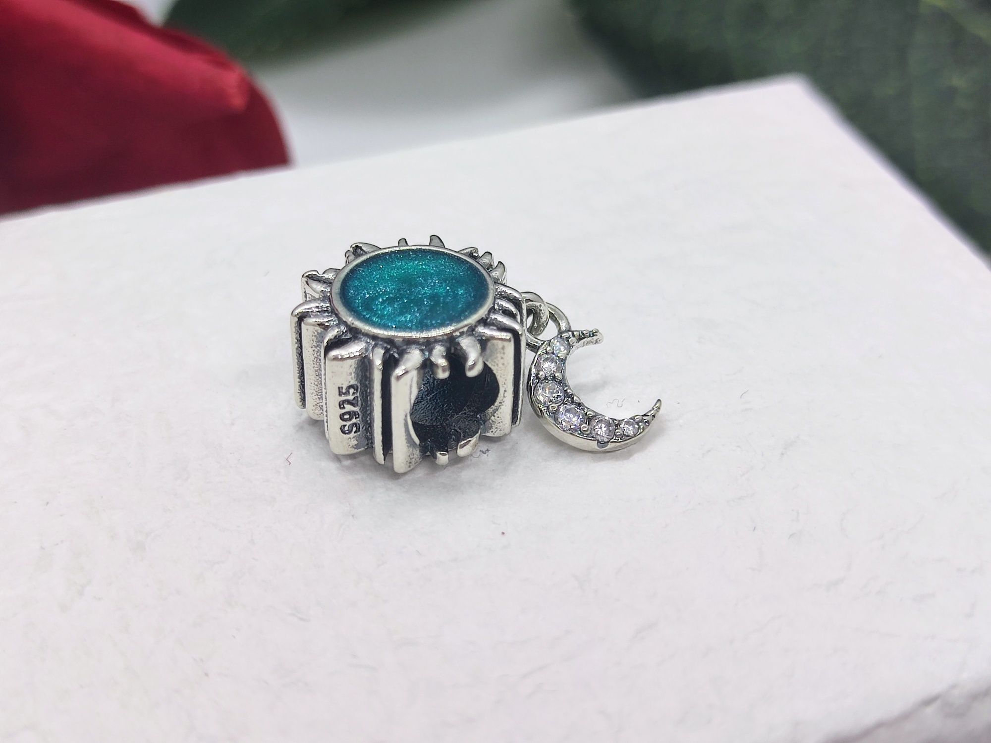 Charm's błękitne słońce księżyc cyrkonie S925