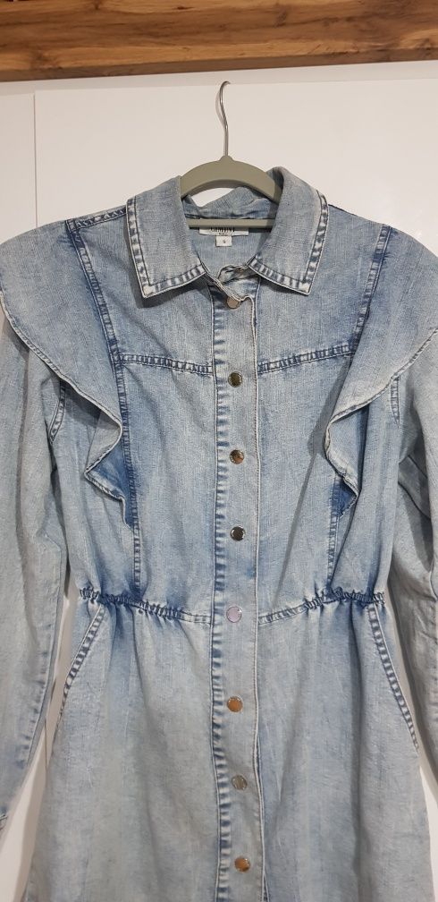 Ciminy sukienka jeansowa z falbankami cienki jeans r.s