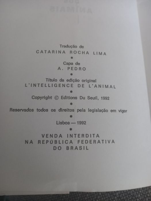 A Inteligência dos Animais de Jacques Vauclair