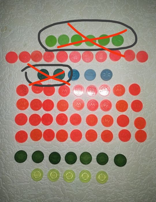 Жетоны на метро и 7шт. на железную дорогу Харьковские.В наличии  62 шт