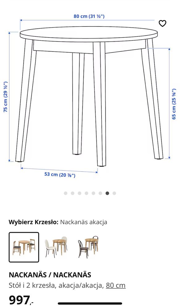 Okrągły drewniany stół ikea NACKANÄS