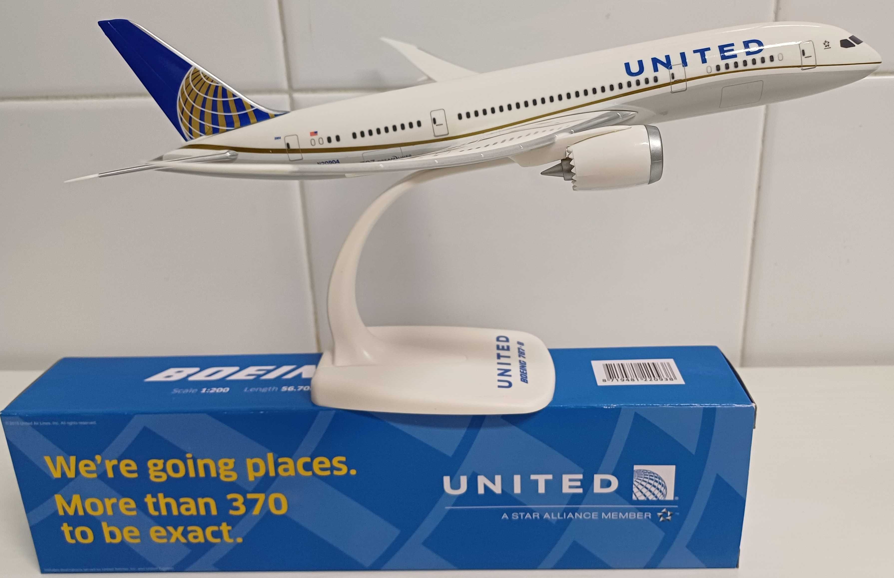 Avião de coleção UNITED Boeing 787 Dreamliner 1/200