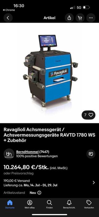Urządzenie do kontroli geometrii Ravagioli TD 1780WS GEOMETRIA KÓŁ