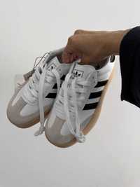 Кеди adidas samba white / black / gum sole premium