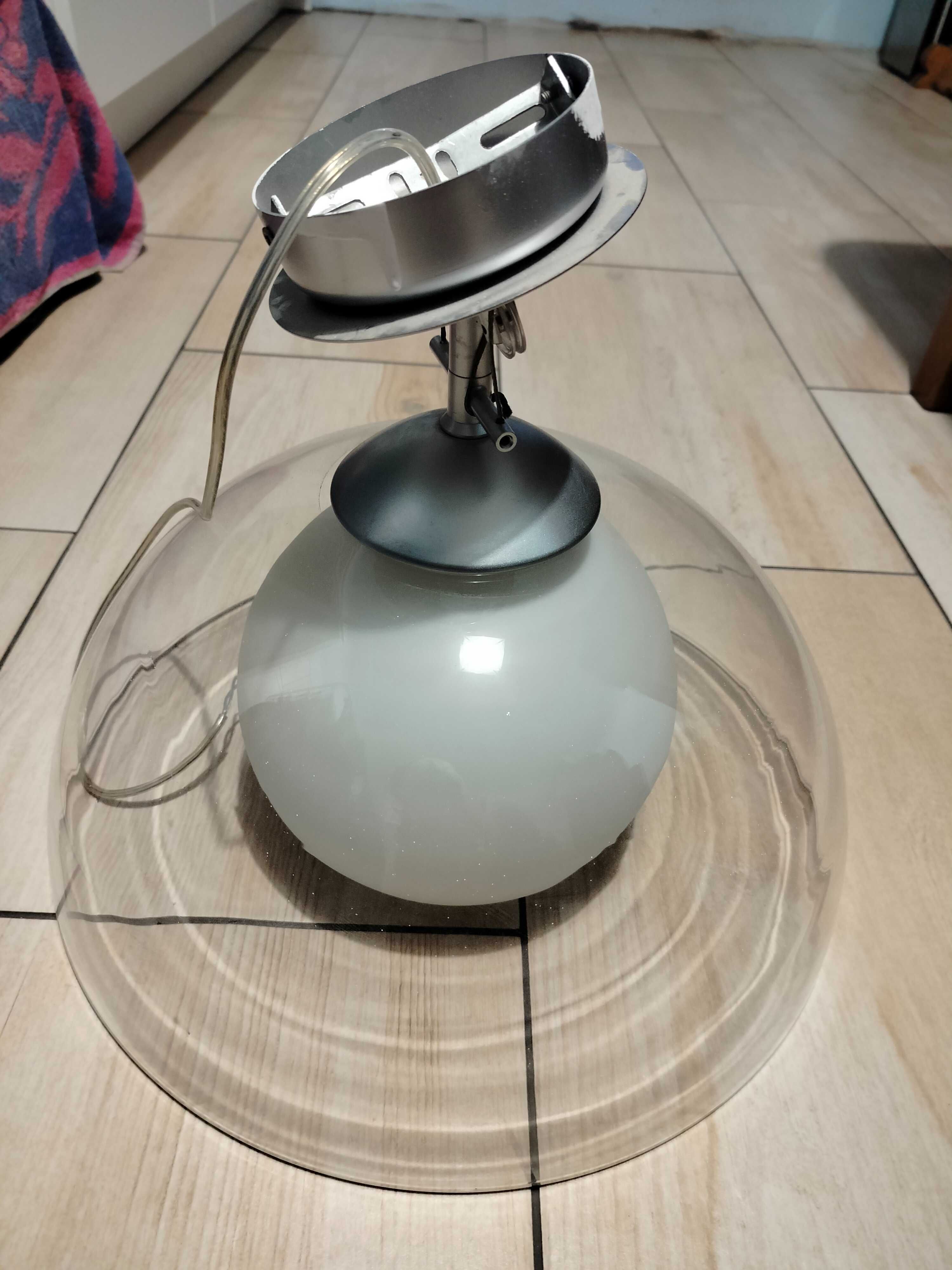 Szklana lampa sufitowa Massive wisząca półokrągła
