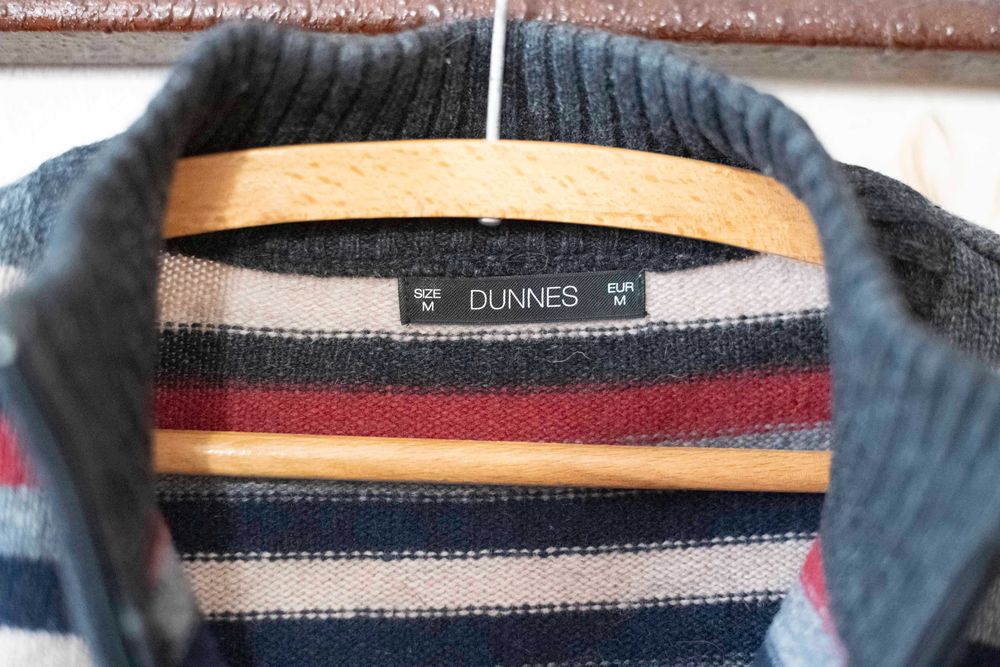 Stylowy sweter golf Dunnes w paski rozmiar M klasyczny zimowy męski