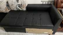 Chaise long de sofa pele preto