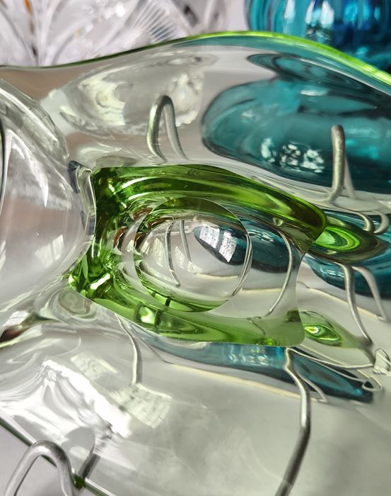 Piękne stare kolorowe szkło popielniczka  kolekcje