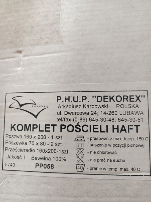 Pościel haftowana Nowa 160/200
