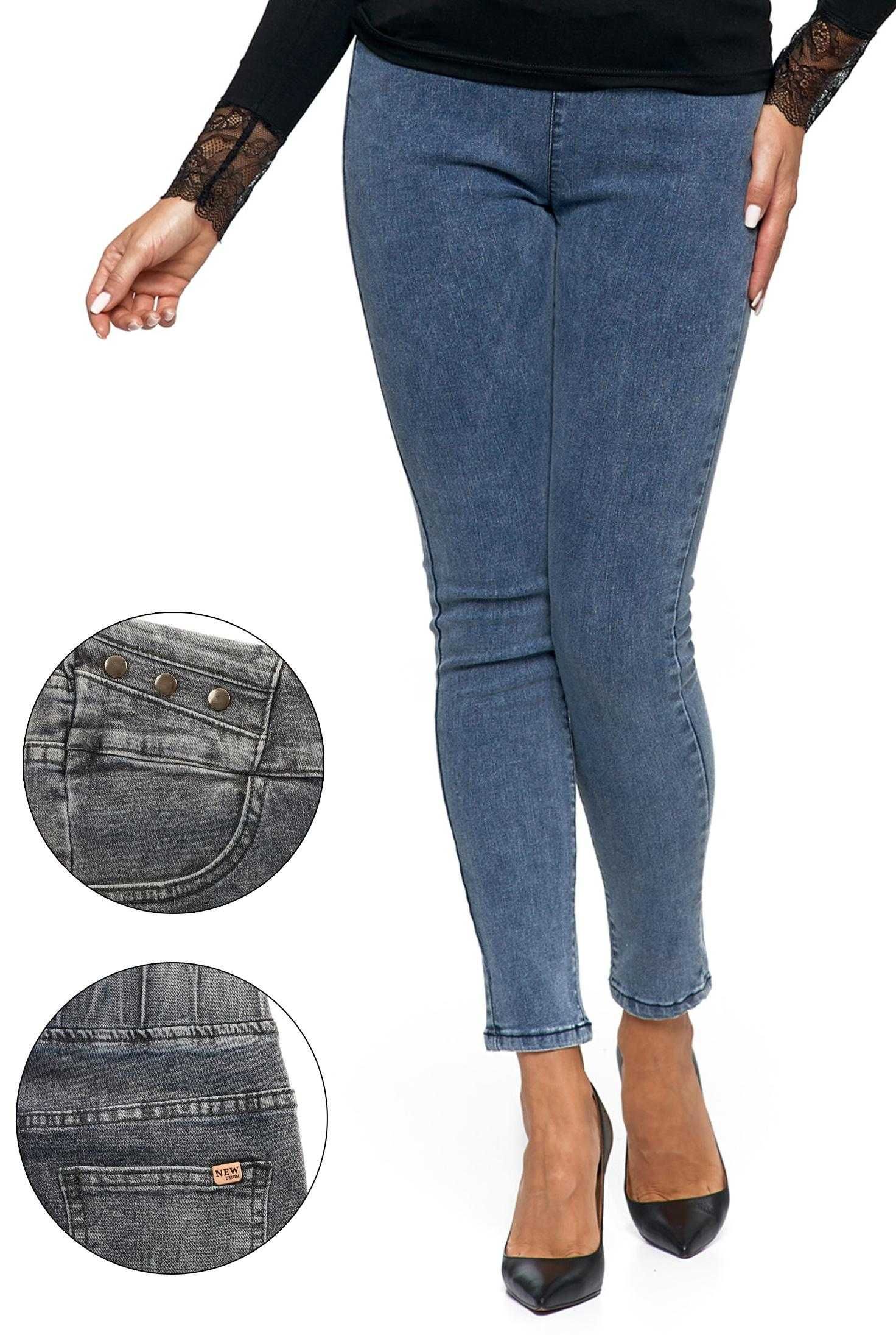 Spodnie jeansy damskie typu skinny szare, niebieskie r.L, XL, 2XL