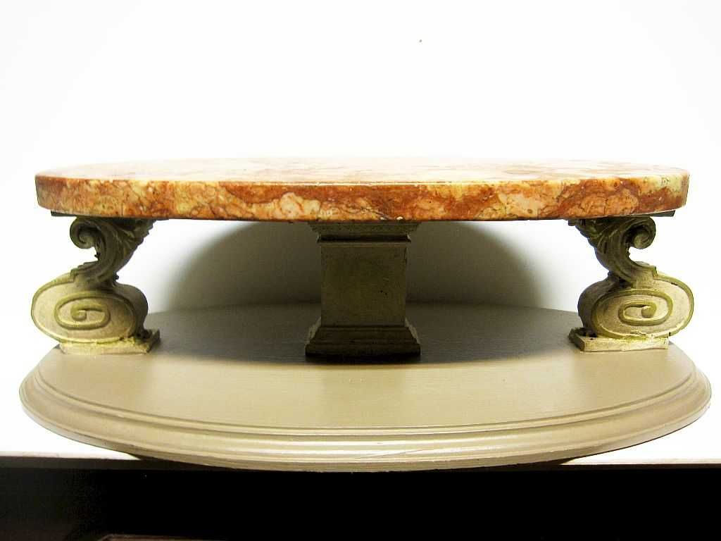 antigo pedestal - base - suporte em madeira e mármore