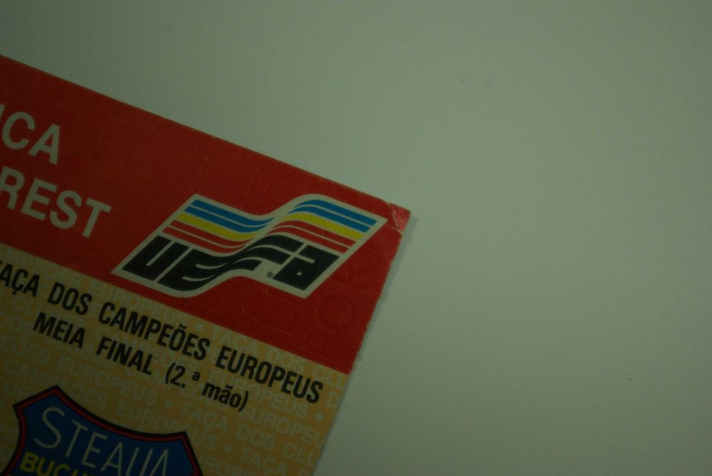 Bilhete S.L. Benfica - Steaua Bucarest. 1988