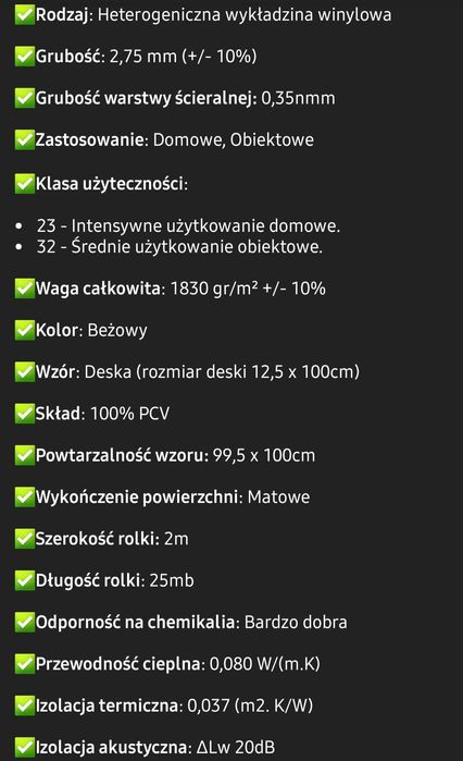Wykładzina PCV 2m gruba mocna deska panel