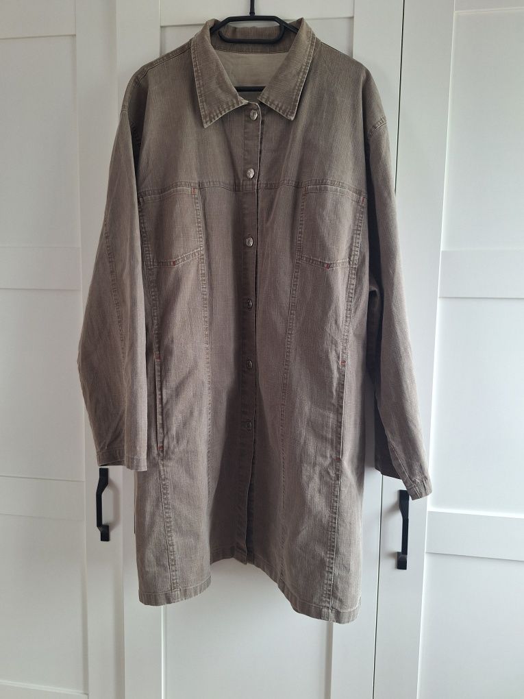 Zielona długa koszula khaki 4/5/6XL rękaw 3/4