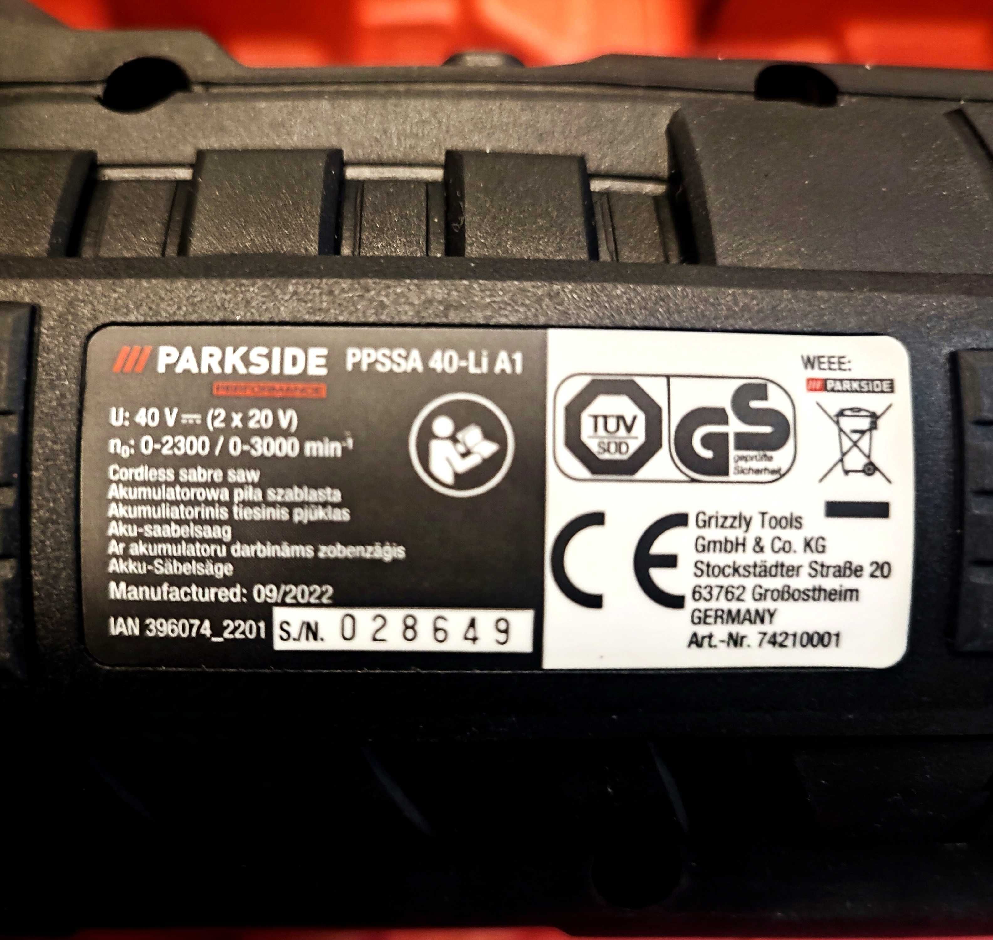 Parkside Performance akumulatorowa piła szablasta 40V PPSSA 40-Li A1