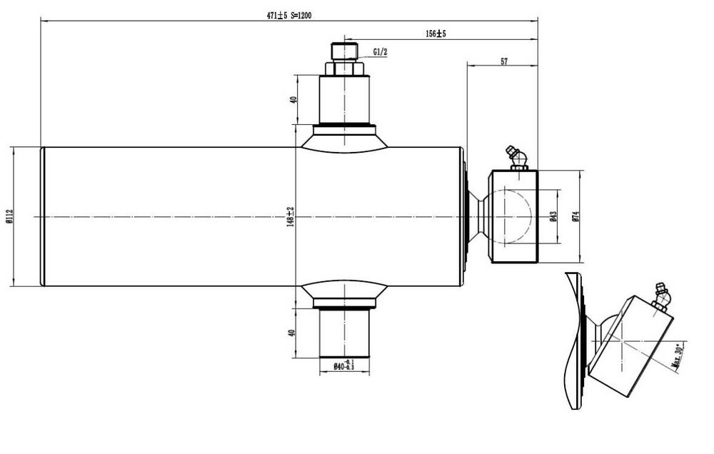siłownik wywrotu ST4-1200. 8 ton. PROMOCJA. Wysuw 120 cm.