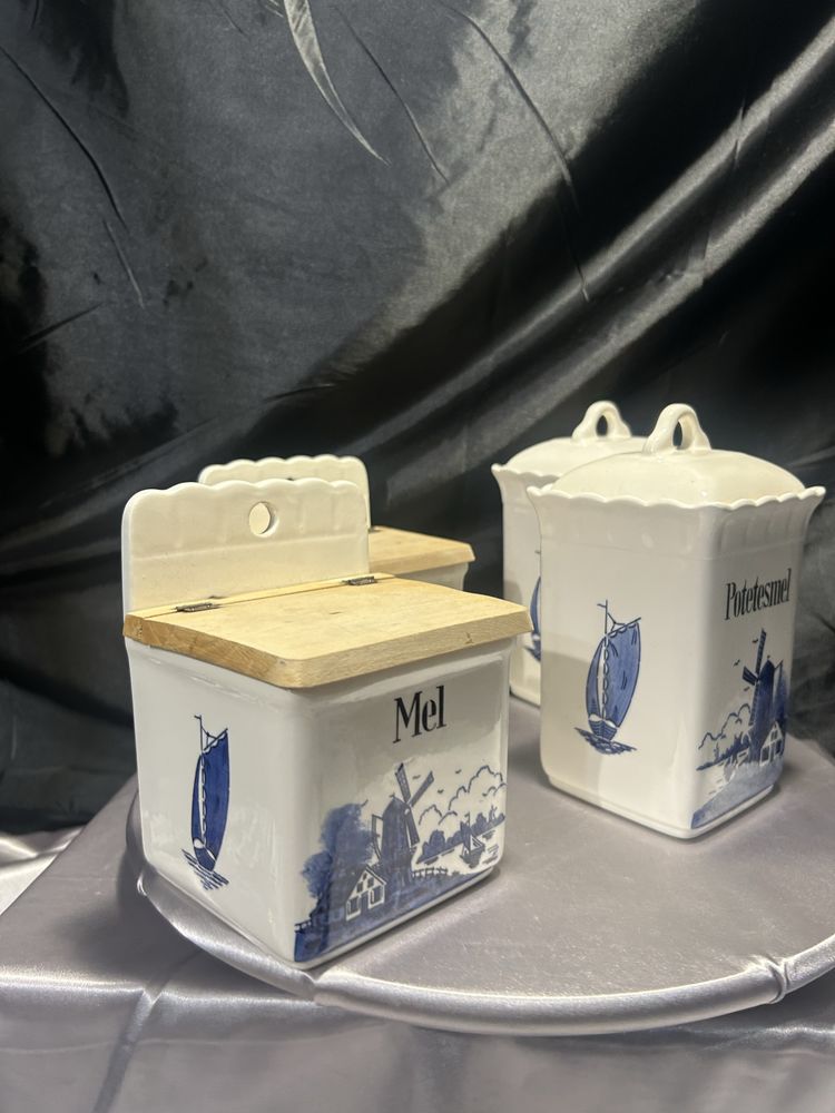 Ceramicznych pojemników – holenderski wzór – malowane ręcznie 4 sztuki