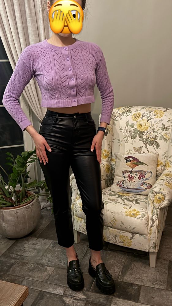 Новые кожаные женские штаны брюки джинсы Zara