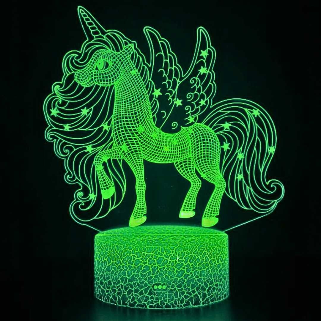 Lampka Nocna Biurkowa Dla Dzieci Unicorn Jednorożec Koń LED + Pilot