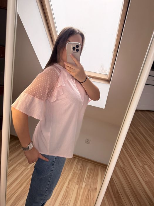 Bluzka damska pudrowy róź L/XL oversize Select