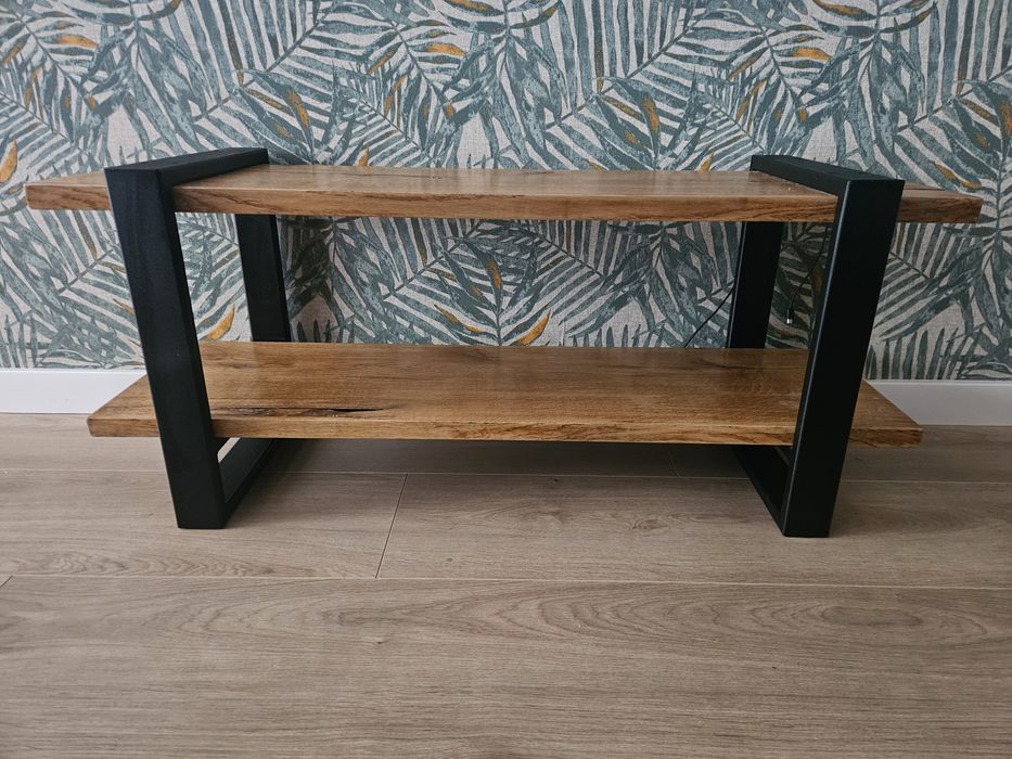 Stolik RTV loft drewno dąb czarny mat