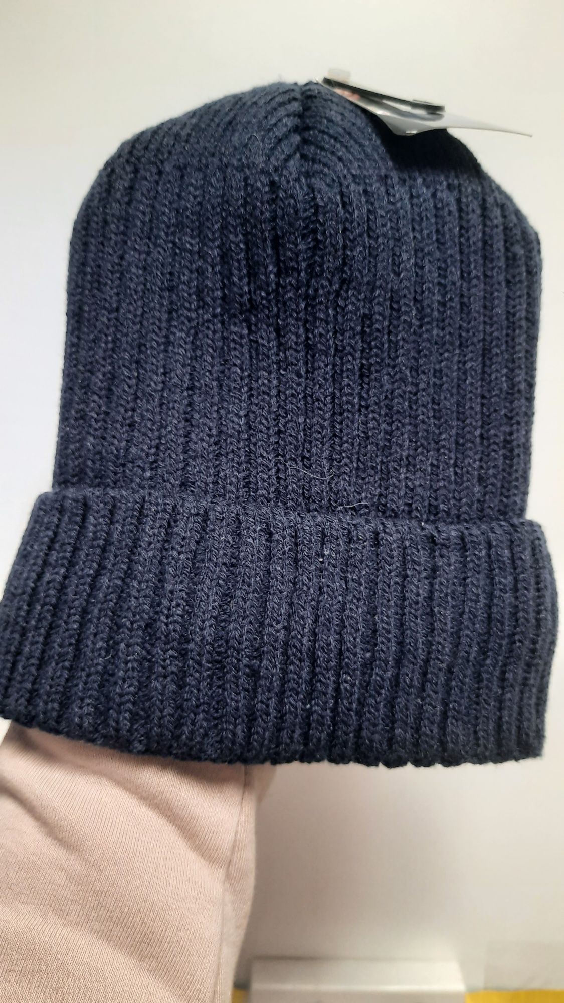 Нова тепла зимова синя чоловіча шапка
