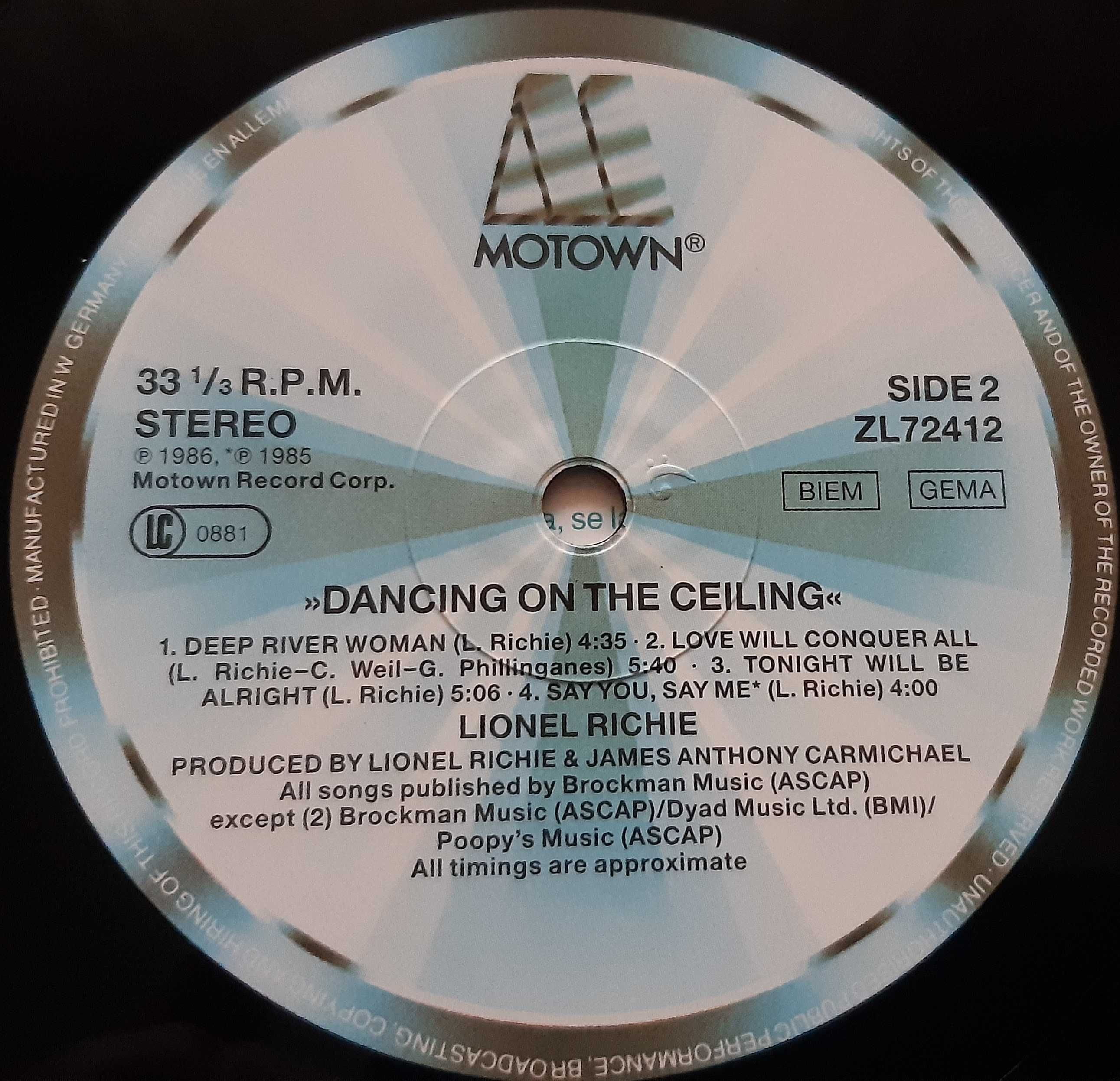 Платівка Lionel Richie - Dancing On The Ceiling