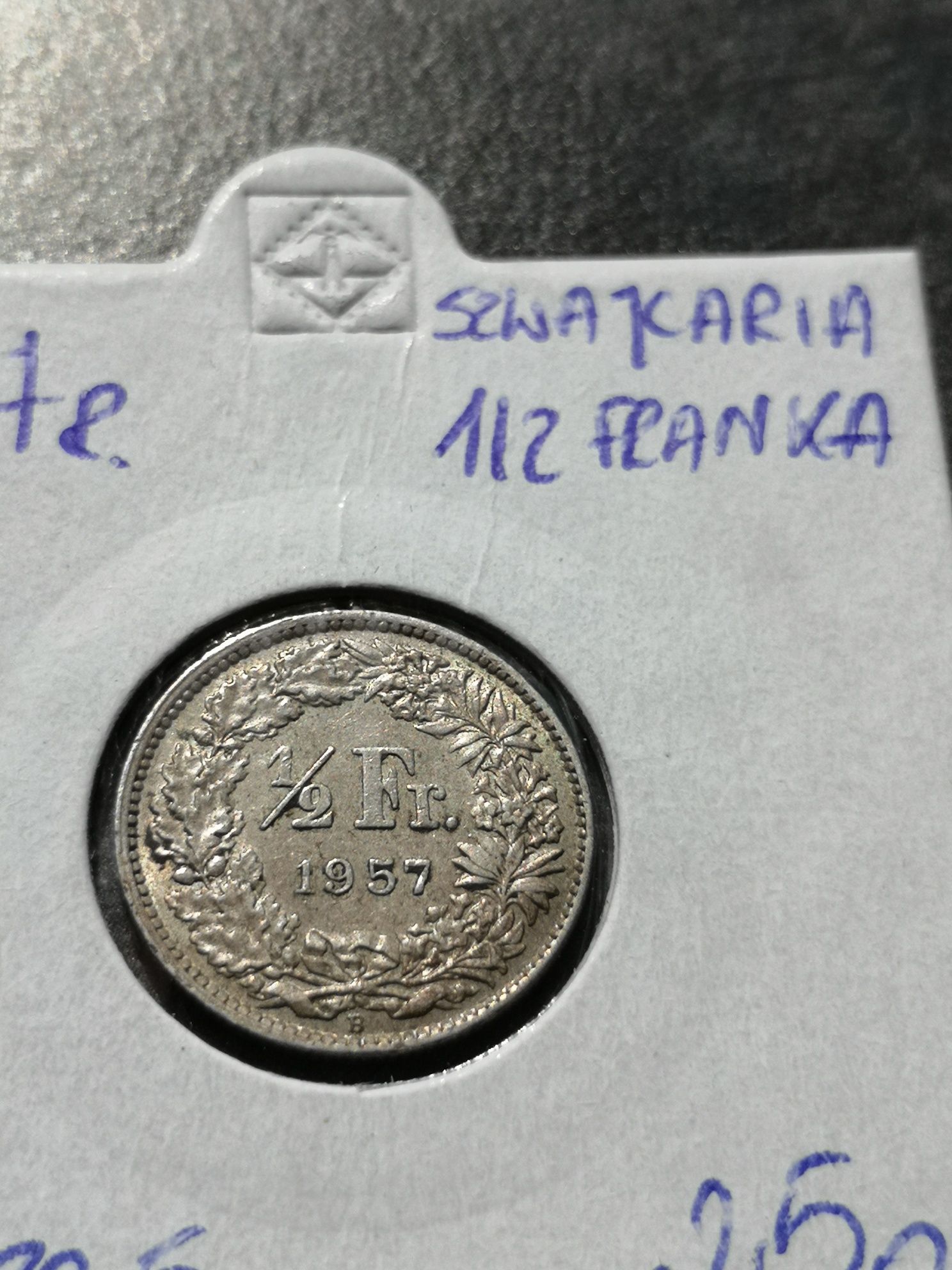 3 x 1/2 franka Szwajcaria 1950, 57,63 r. Srebro Ładne