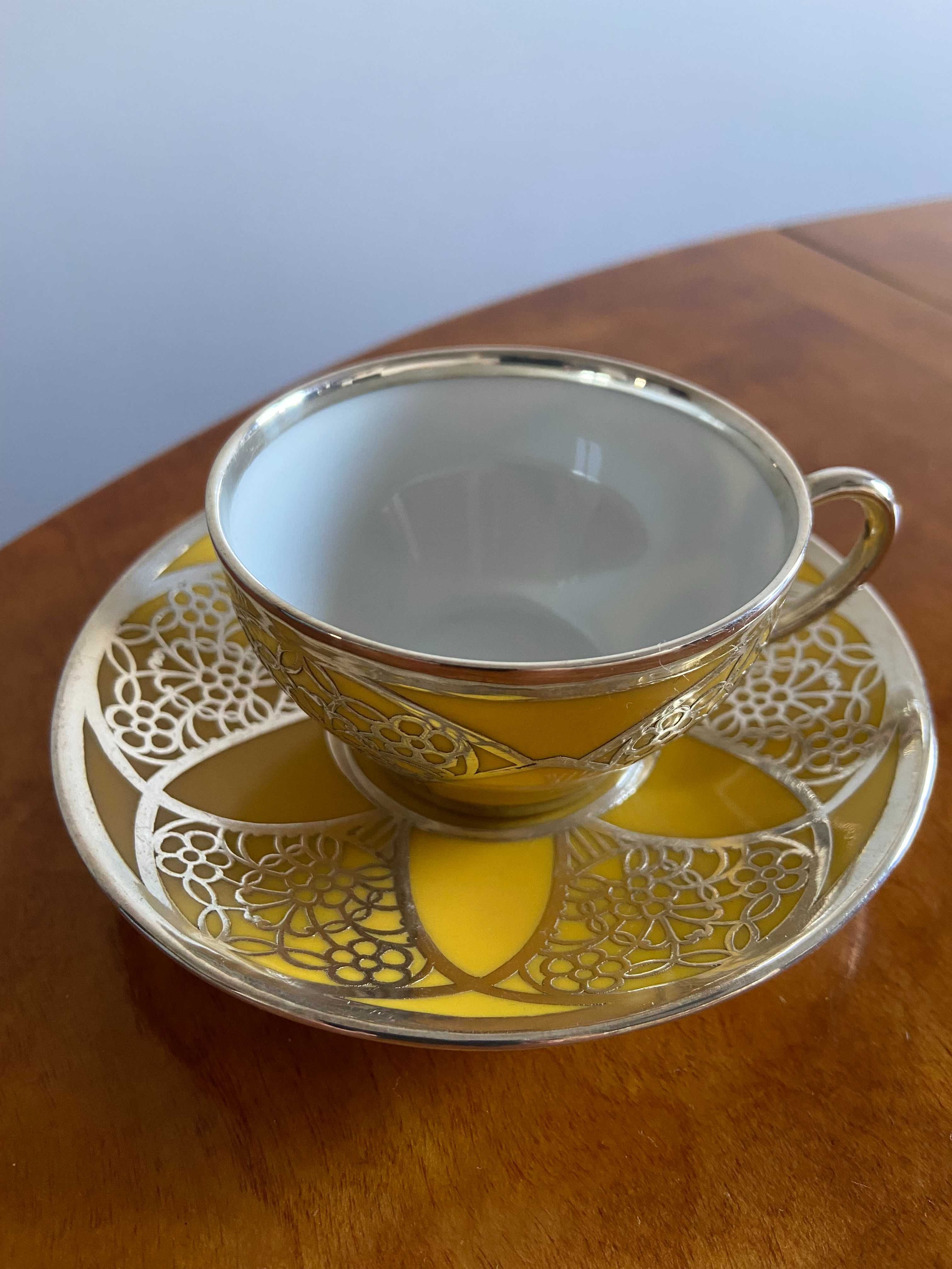 Filiżanka porcelanowa mokka okuta srebrem Tischenreuth
