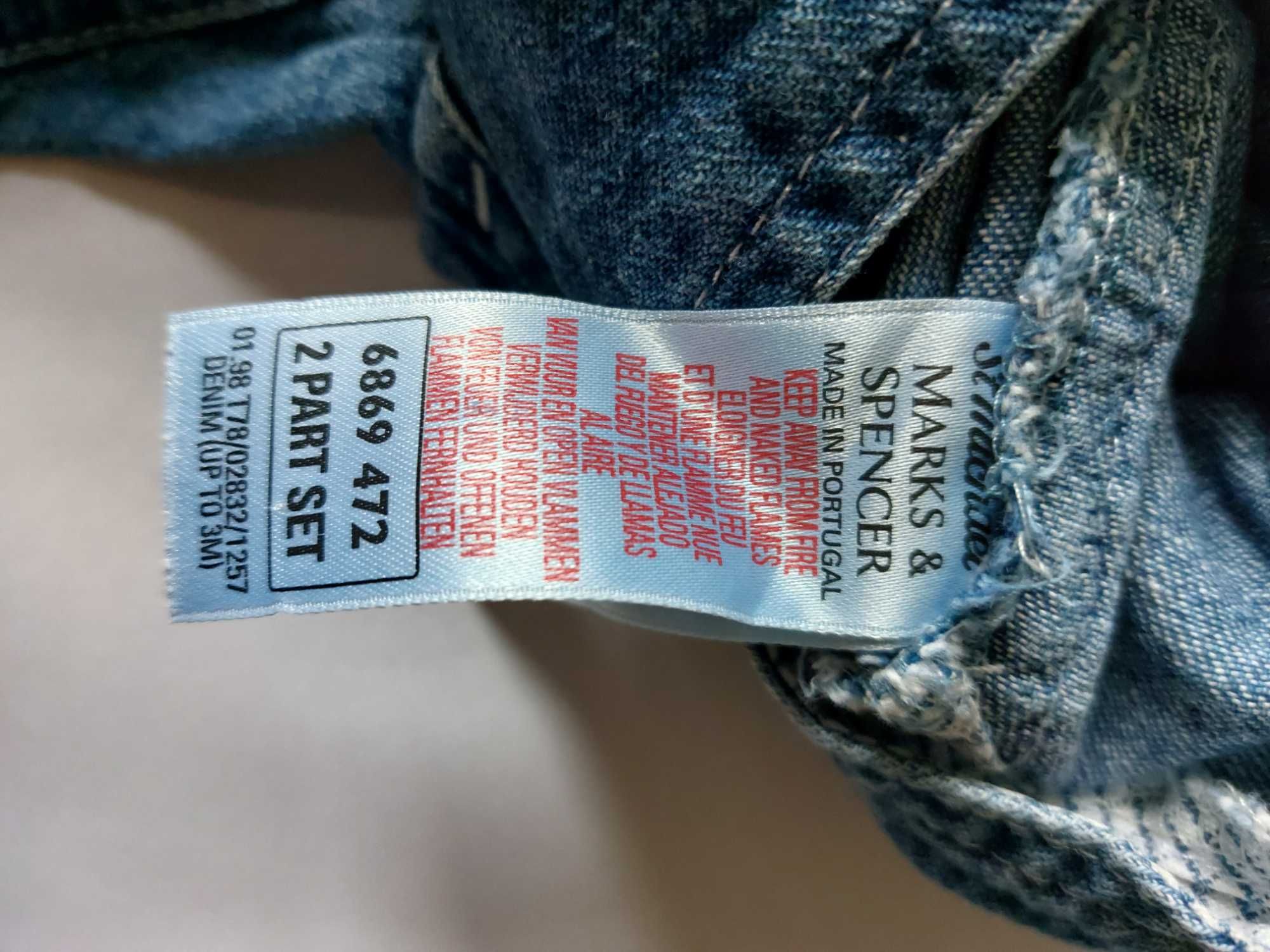 Ogrodniczki jeansowe jeans spodnie na szelkach 62 marks&spencer