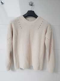 CUBUS rozmiar M sweter kremowy dzianinowy bawełniany