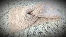 Podwójna szeroka opaska ręcznie robiona.Merino wool