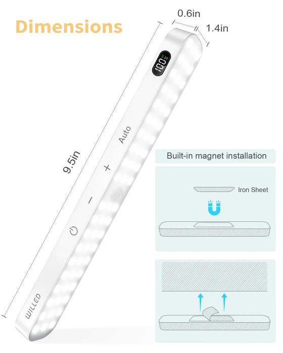 Лампи LED з датчиком руху WILLED Біле і тепле світло 1300mAhАкумулятор