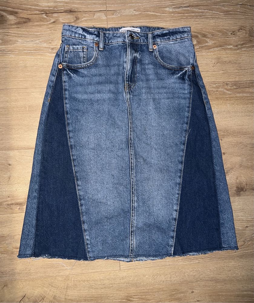 Spódnica dżinsowa Zara kolorowe bloki 13-14 lat rozmiar