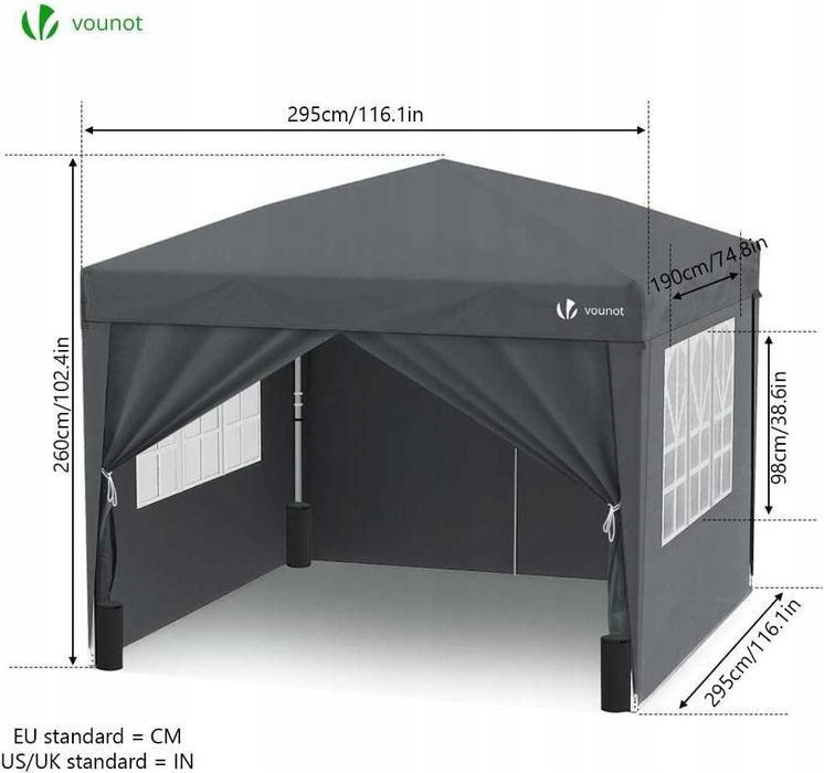 Pawilon, namiot Vounot 4 ścianki 3 x 3 x 2,5m