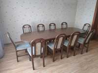 Stół rozkładany + 10 krzeseł