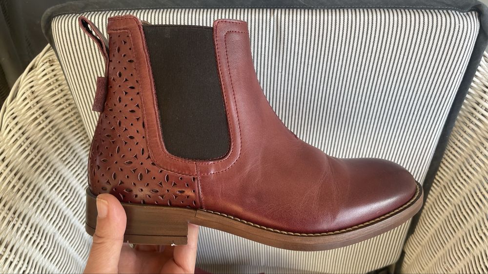 Botins em pele genuína bordeaux