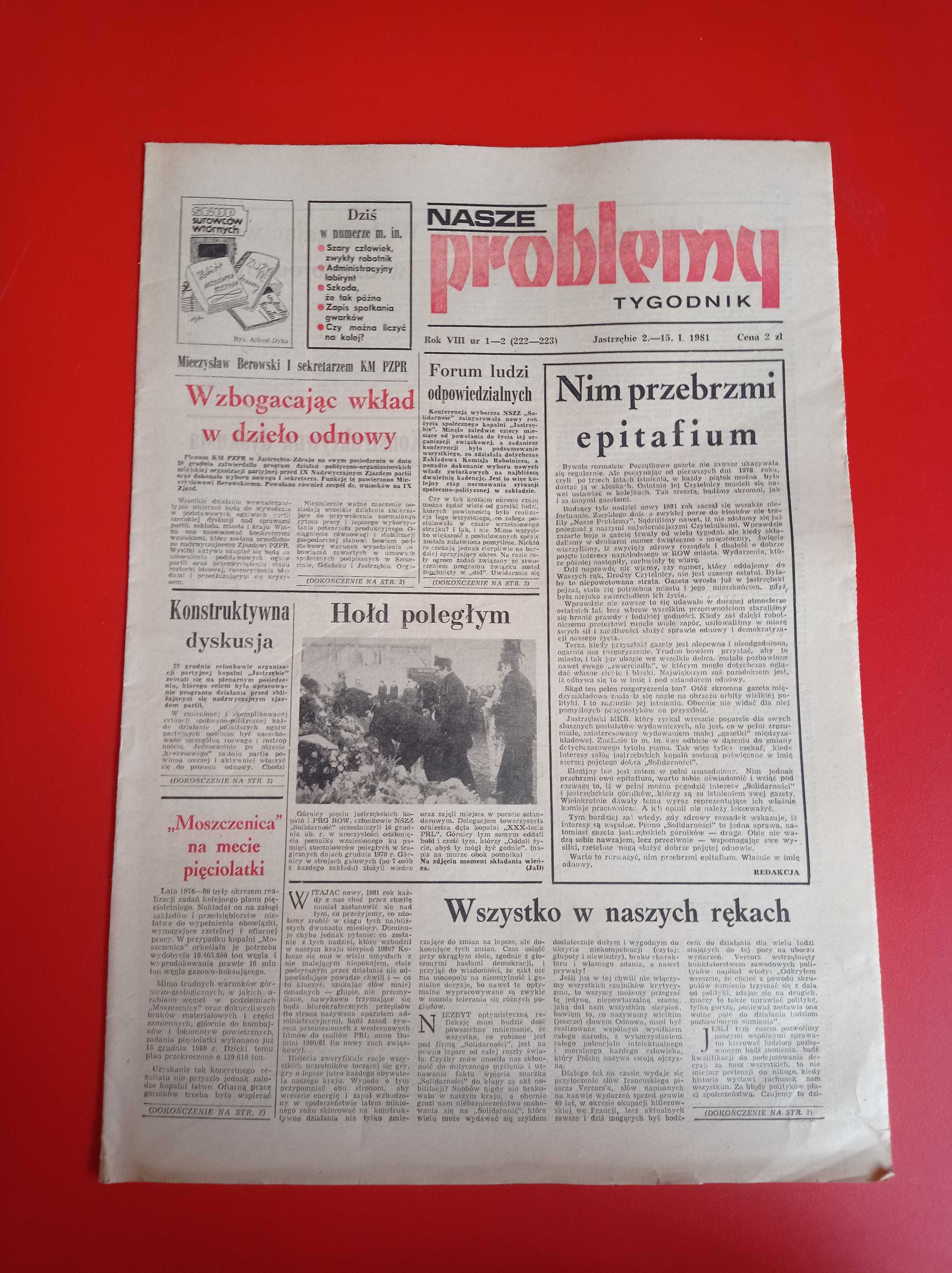 Nasze problemy, Jastrzębie, nr 1-2, 2-15 stycznia 1981