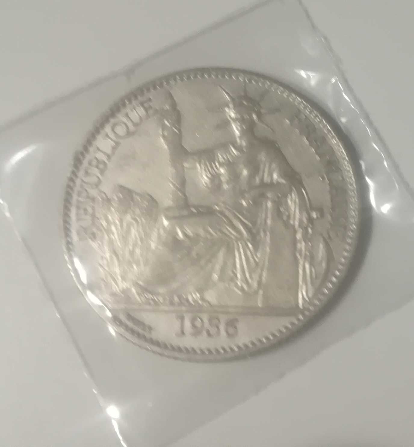 Moneta srebrna 50 centymów 1936 Indochiny Francuskie bardzo rzadka.