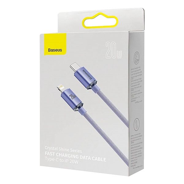 Kabel Baseus CAJY Lightning - USB-C PD 20W 480Mb/s 2m - fioletowy