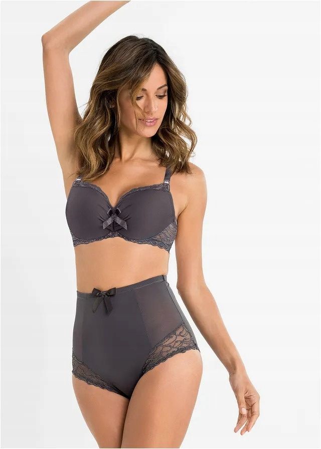 B.P.C. majtki figi panty shape antracytowe z koronką 50.