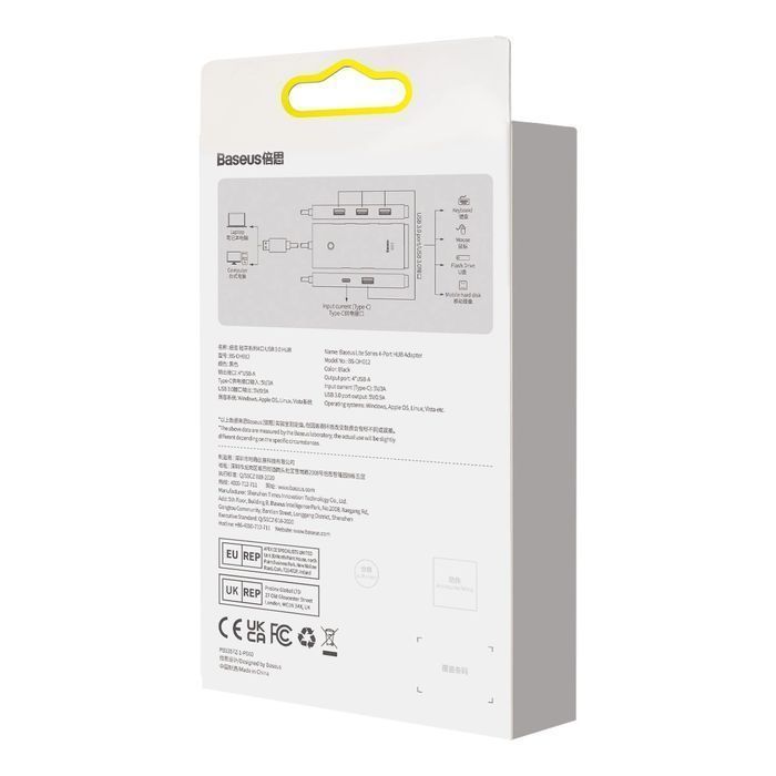 Baseus Lite Series HUB 4-Portowy (USB-A do 4xUSB-A 3.0) 0.25m czarny